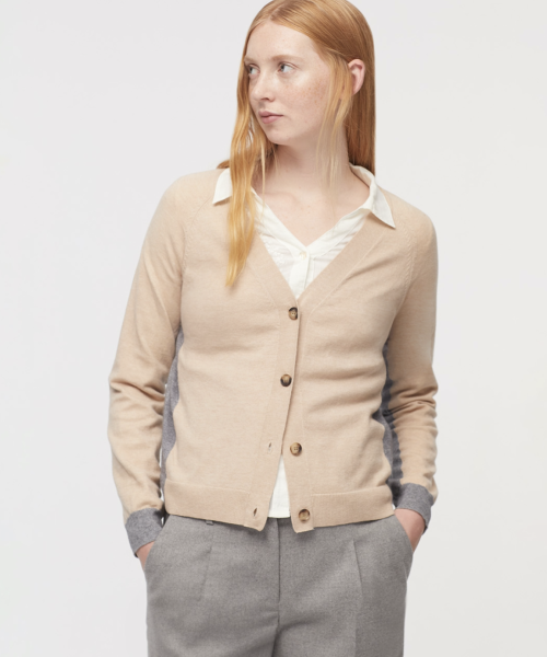 Two Tone V-Neck Cardigan
